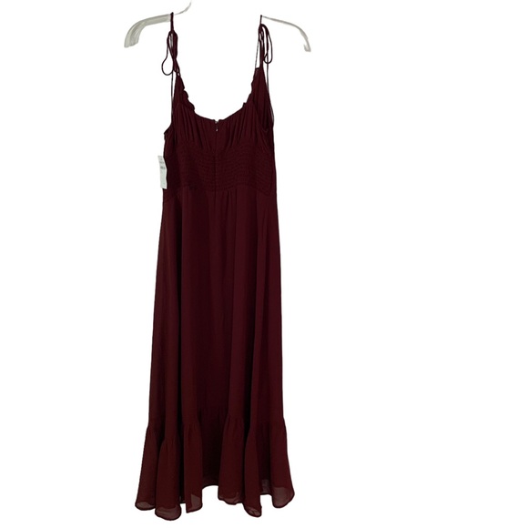 REFORMATION Embry Dress Burgundy Plum Sleeveless Ruffle Tie Straps Chiffon 8 NWT - Picture 12 of 14